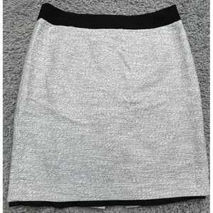 Banana Republic Women's Ivory w/Black Trim Tweed Lined Pencil Skirt size‎ 10.